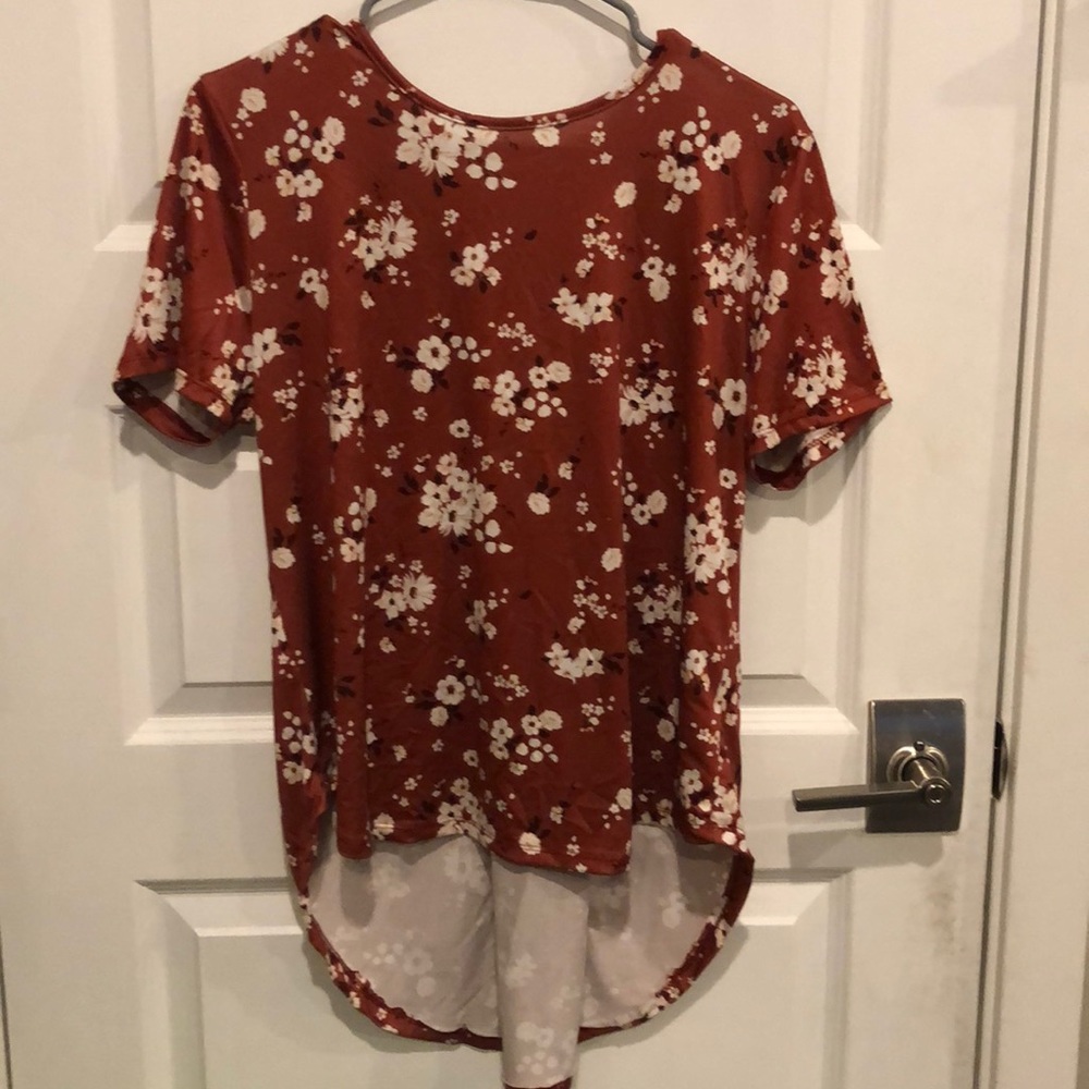 Floral Rust High Low Shirt